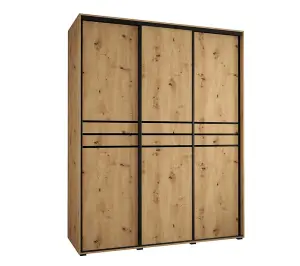 Elegant Oak Artisan Sliding Wardrobe W190cm H205cm D60cm - Versatile Storage with Natural Charm