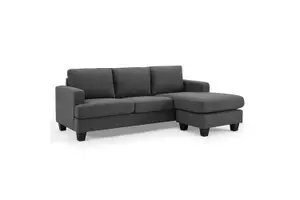 Hazel 3 Seater Sofa With Chaise, Grey Boucle Fabric