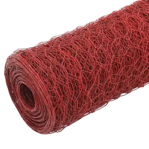 Chicken Wire Fence with PVC Coating Red / 1.2m H x 25m L