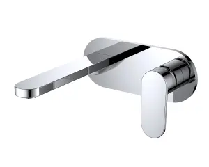 VURTU Barkway Curve Plate Wall Mounted Basin/ Bath Filler, 1/4 Turn, Single Lever Ceramic Disc, Chrome, 681701