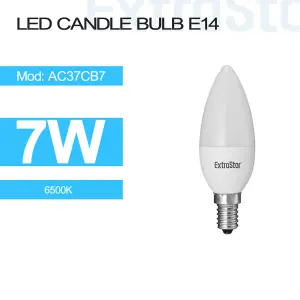 7W LED Candle Bulb E14, 6500K, Paper Pack