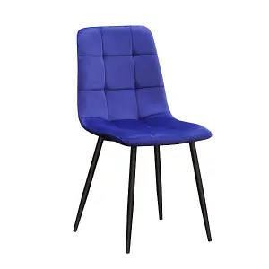 Dining Chair - Metal - L52 x W44 x H86 cm - Black/Blue