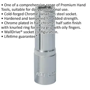 14mm Chrome Vanadium Deep Drive Socket - Durable 1/2 Inch Square Drive Tool