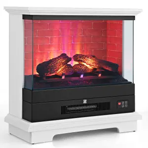 Costway 27" Freestanding Fireplace 2000W Electric Fireplace Heater W/ 3-Level Vivid Flame