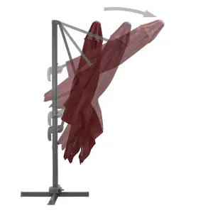 Berkfield Cantilever Umbrella with Aluminium Pole Bordeaux Red 400x300 cm