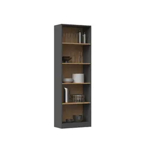 Albee Bookcase Anthracite/Artisan Oak / (5 Shelves) 182cm H x 60cm W x 32cm D