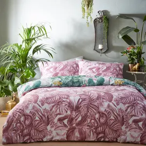 Cotton Blend Floral Duvet Cover Set with Pillowcases Double - 2 Standard Pillowcases