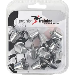 12 PACK 18mm Alloy Rugby Union Boot Studs - Screw-in Silver Grass Shoe Grips