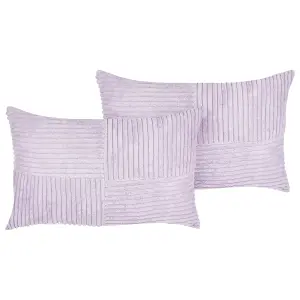 Set of 2 Cushions MILLET Corduroy 47 x 27 cm Solid Violet