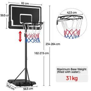 Yaheetech Portable Basketball System with Adjustable Pole 82cmL x 59.5cmW