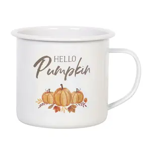 Something Different Hello Pumpkin Enamel Mug White/Orange (One Size)