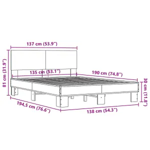 Berkfield Bed Frame without Mattress Black 135x190 cm Double