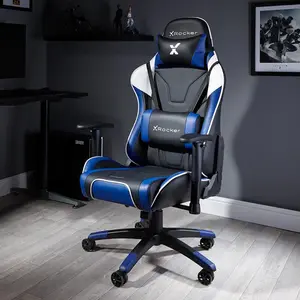 X Rocker Adjustable Ergonomic Faux Leather Swiveling PC & Racing Game Chair Blue