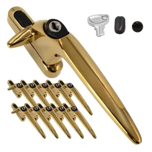 Yale Sparta Cockspur Window Handle (10 Pack) - Gold, Right, 21mm