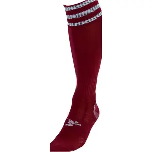 JUNIOR Size 3-6 Pro 3 Stripe Football Socks - MAROON/WHITE - Contoured Ankle