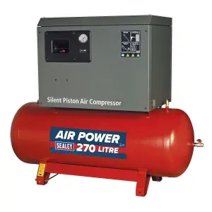 Sealey Air Compressor 270L Belt Drive 5.5hp 3ph 2-Stage with Cast Cylinders Low Noise SAC42755BLN