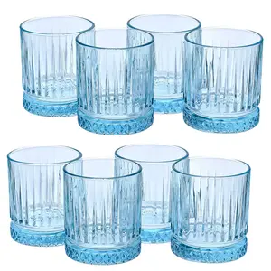 Queensway Home & Dining 355ml 8 Pcs Blue Coloured Tumblers Drinking Whiskey Glass Sets