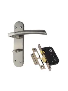 Golden Grace Indiana Dual Backplate Door Handles, Polished/Satin Finish, 1 Set with 64mm Mortise Lock