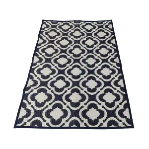 Blue Patterned Weatherproof Rug 120x170cm