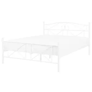 Metal EU Double Size Bed White RODEZ