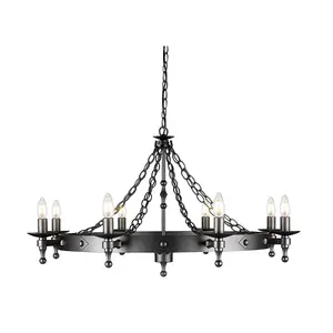 Elstead Warwick 8 Light Chandelier Graphite Black Finish, E14