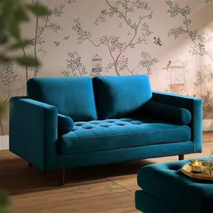 Henrietta 2-Seater Sofa, Teal Velvet - Daals - Sofas