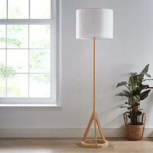 Bishop Natural Wood Base Floor Lamp