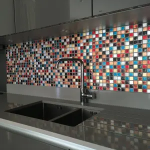 Ibiza Multicolour Gloss Handmade effect Glass Mosaic tile, (L)300mm (W)300mm