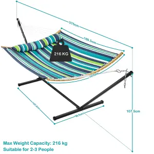 Yaheetech Green Stripe 216 kg Capacity Hammock with Steel Stand Set