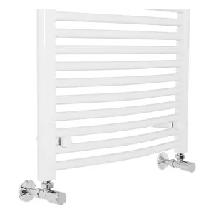 Rinse Curved Bathroom Heated Towel Rail Warmer Radiator Central Heating White - 1100x600mm