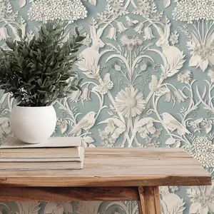 Dimensions Woodland Wallpaper Blue Fine Decor FD43605