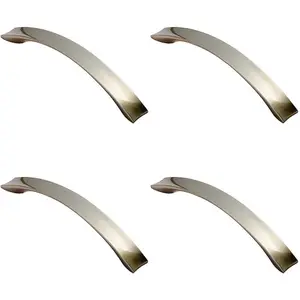 4x Concave Bow Cabinet Pull Handle 198 x 23mm 160mm Fixing Centres Satin Nickel