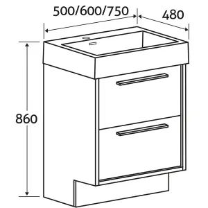 Walter Floor Standing 600mm Vanity Unit in Grey Wood