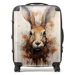 Watercolour Hare Face Suitcase - Large