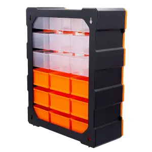 TOUGH MASTER Small Parts Multi Drawer Organiser Wall Mount or Freestanding Plastic DIY Storage Cabinet - 18 Drawers (TM-UPT-6011)