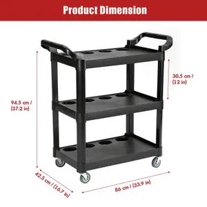 3-Tray Tool Cart on Wheels, Mechanic Tool Cart for Garage, Warehouse