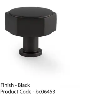 Industrial Hex Cabinet Door Knob - 40mm Matt Black Cupboard Pull Handle