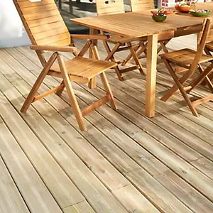 Premium Green Softwood Deck board (L)2.4m (W)144mm (T)27.5mm, Pack of 5