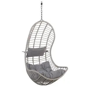 Hanging Chair with Stand PINETO PE Rattan Grey