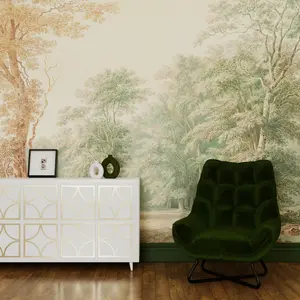 Art For the Home Stately Woodland  Neutral Green Print To Order Fixed Size Mural