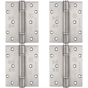 4 PACK - PAIR Grade 14 Heavy Duty Thrust Bearing Hinge 125 x 102mm Satin Stainless Steel