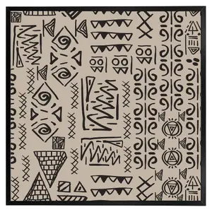 Striped egyptian theme with ethnic and tribal motifs (Picutre Frame) / 24x24" / Oak