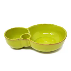 Selena Glazed Hand Dipped Kitchen Dining Olive Dish Lime Green (L) 18cm