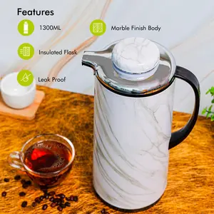 Royalford Marble Vacuum Flask | Double Walled Vacuum Insulated Tea Carafe 1300ML /44OZ Jug