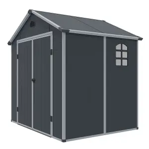 8 x 6 Double Door Apex Plastic Shed (Dark Grey)