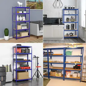 Yaheetech Blue Steel Storage Shelves with Adjustable Height