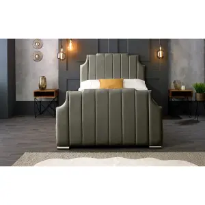 Nelson Plush Velvet Grey Bed Frame