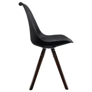 Soho Black Plastic Dining Chair with Pyramid Dark Wood Legs