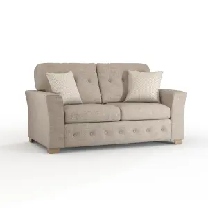 Hartley Beige 2 Seater Sofa Full Back Tufted Cushions