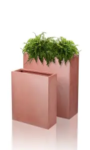 72cm Terracotta Fibrecotta Tall Trough Planter